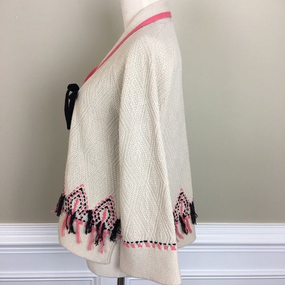 Hoss intropia ivory knit open front tie cardigan S - Picture 3 of 8